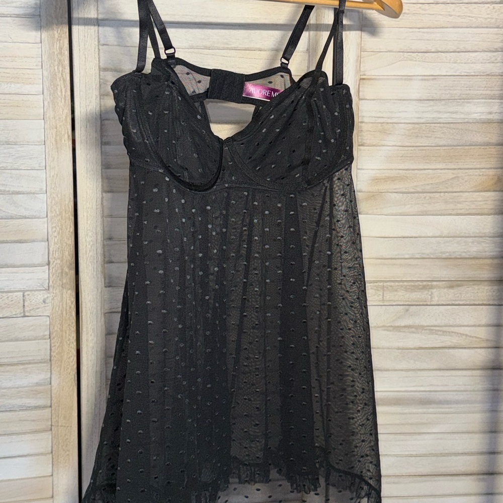 Adore Me Black Sheer Aubrey Unlined Babydoll - Picture 4 of 5